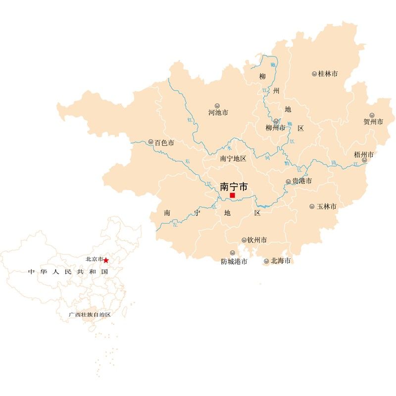 广西省地图ai矢量素材 分区地图 简单地图 非实物地图 设计素材