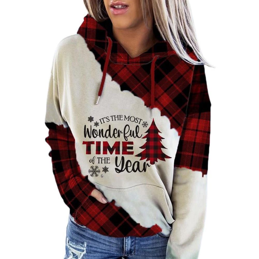 women printed hoodie for plussize christmas ugly sweater