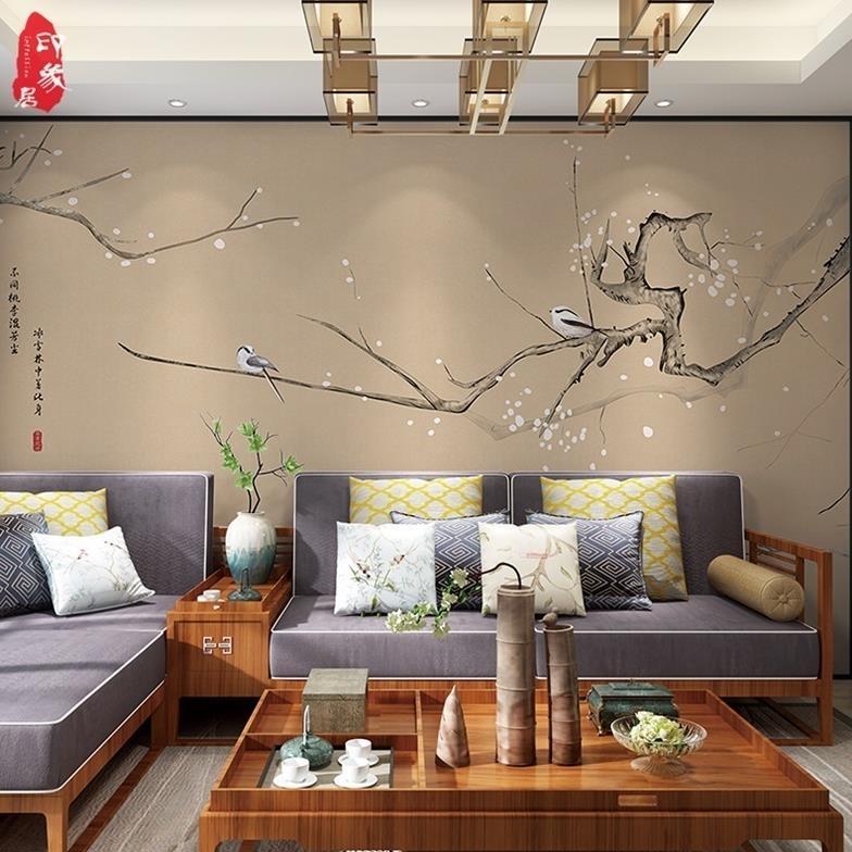 中式壁纸背景墙-千图网