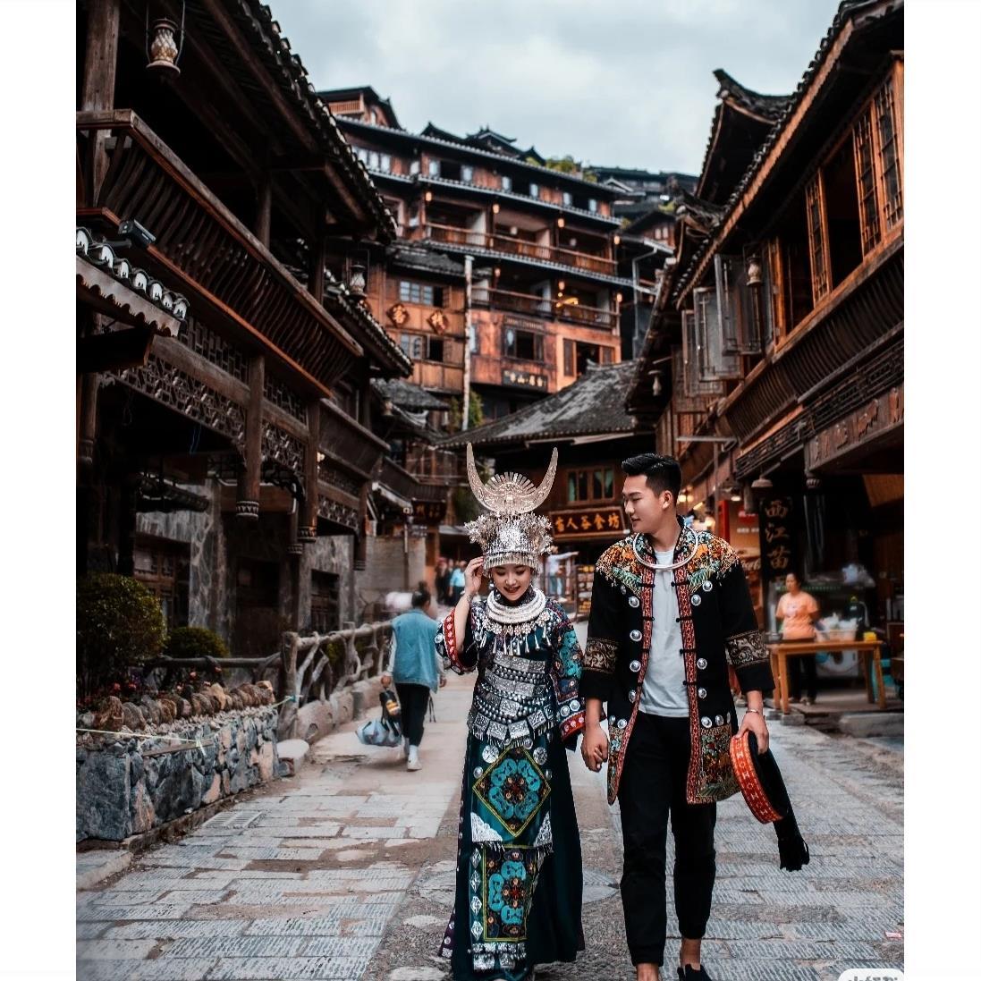 阿英苗艺 苗族服装土家族湘西贵州演出服少数民族舞蹈服装舞台装