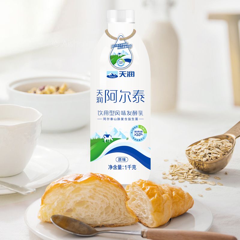 天润酸奶新疆酸牛奶阿尔泰风味发酵乳饮品儿童老人早餐奶1kg瓶装