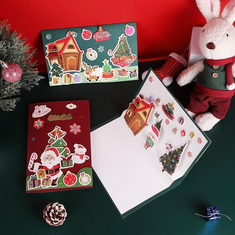 christmas greeting new year card happy cards santa blessing【4月