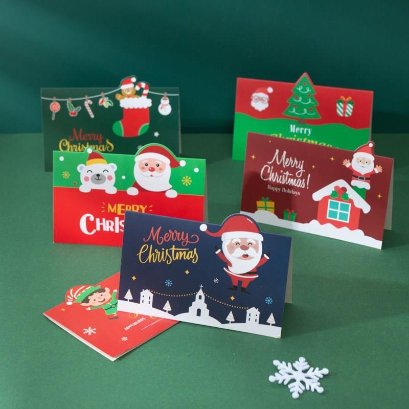 new year xmas tree greeting gift cards card christmas santa【4月
