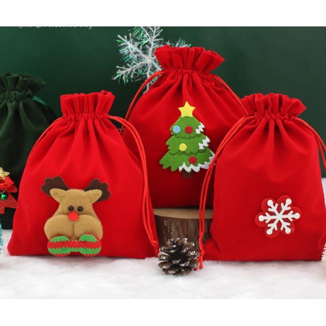 christmas santa drawstrings wrap reusable gift bags candy【4月5