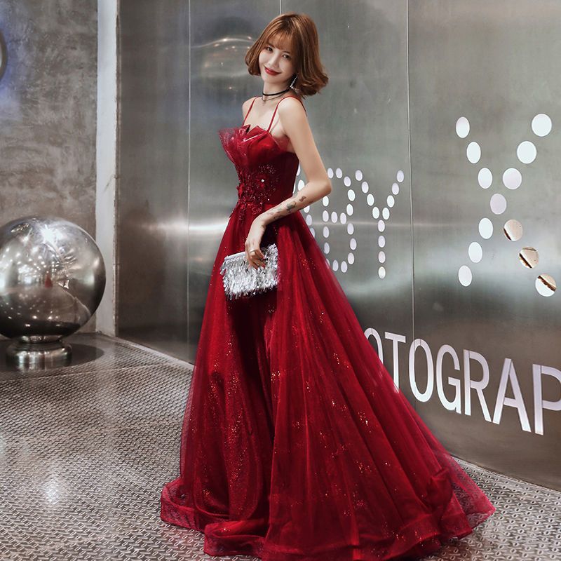 红色敬酒服新娘2021新款宴会高贵气质结婚订婚回门晚礼服裙女长款