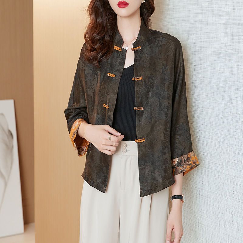 Chinese style Tang suit women's coat women's spring and autumn new retro traditional jacquard Chinese style buckle buckle Tang suit jacket