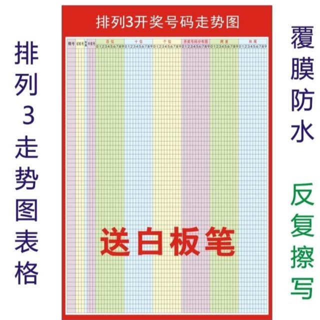 体彩排列3走势图表格可擦写排3挂图体彩站排三走势图家用彩票店用