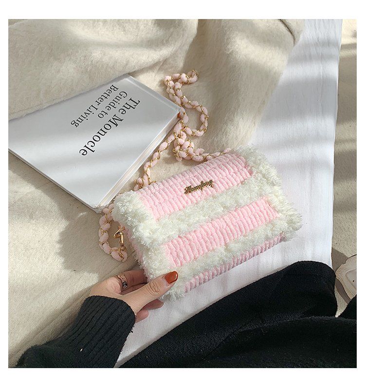 Tessuto fatto a mano, materiale fai-da-te, uncinetto, lana a strisce di ghiaccio fatta da sé, regalo per la fidanzata, tracolla monospalla_voghion.com