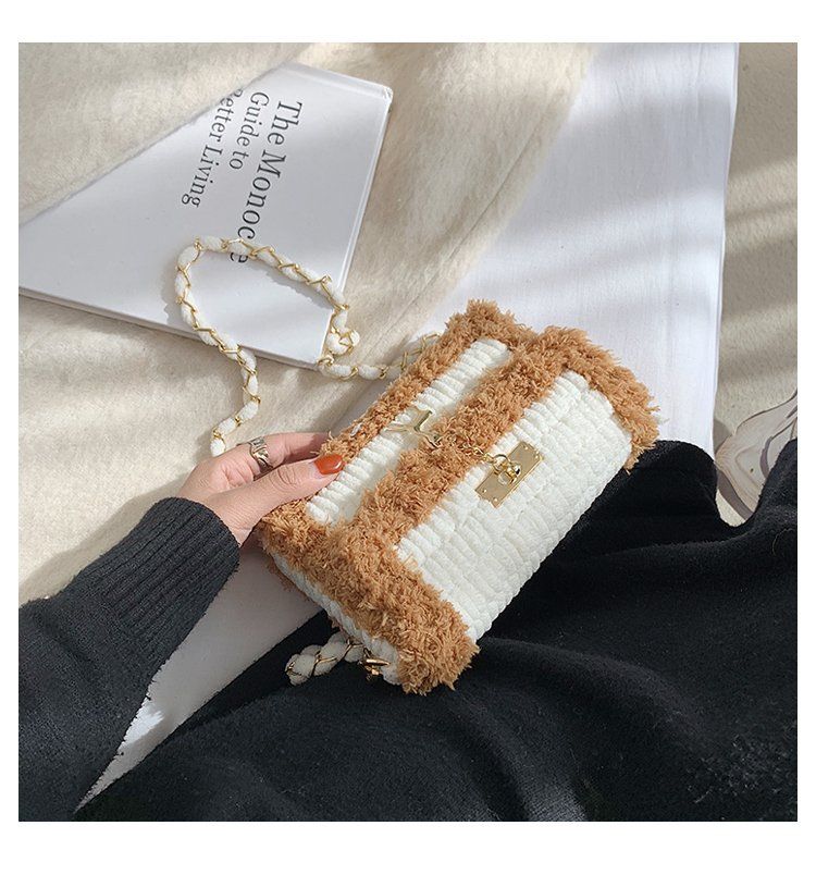 Tessuto fatto a mano, materiale fai-da-te, uncinetto, lana a strisce di ghiaccio fatta da sé, regalo per la fidanzata, tracolla monospalla_voghion.com