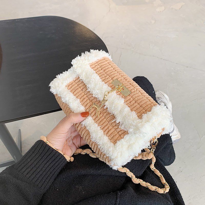 Tessuto fatto a mano, materiale fai-da-te, uncinetto, lana a strisce di ghiaccio fatta da sé, regalo per la fidanzata, tracolla monospalla_voghion.com