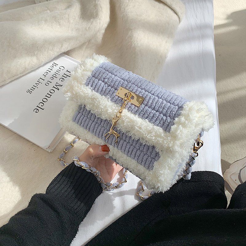 Tessuto fatto a mano, materiale fai-da-te, uncinetto, lana a strisce di ghiaccio fatta da sé, regalo per la fidanzata, tracolla monospalla_voghion.com