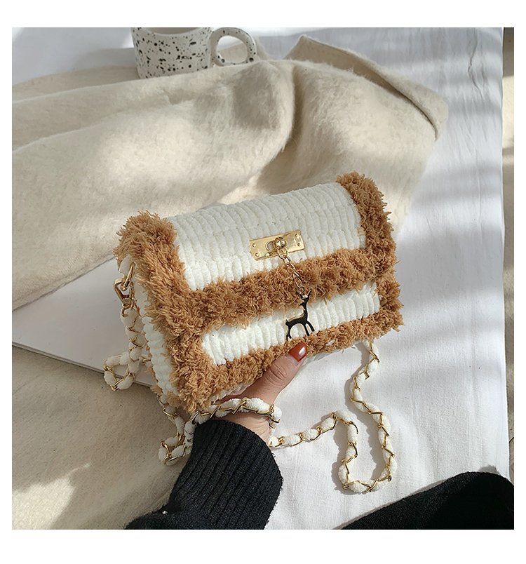 Tessuto fatto a mano, materiale fai-da-te, uncinetto, lana a strisce di ghiaccio fatta da sé, regalo per la fidanzata, tracolla monospalla_voghion.com