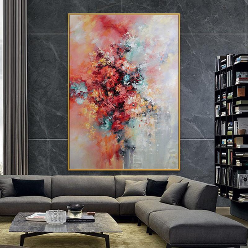 手绘油画 现代简约唯美创意花卉艺术装饰画 玄关过道挂画 绽放