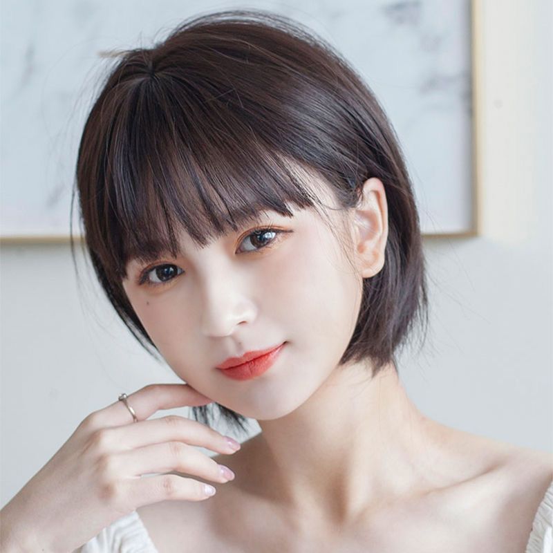 假发女短直发全头套逼真网红时尚减龄波波头学生圆脸自然修脸整顶