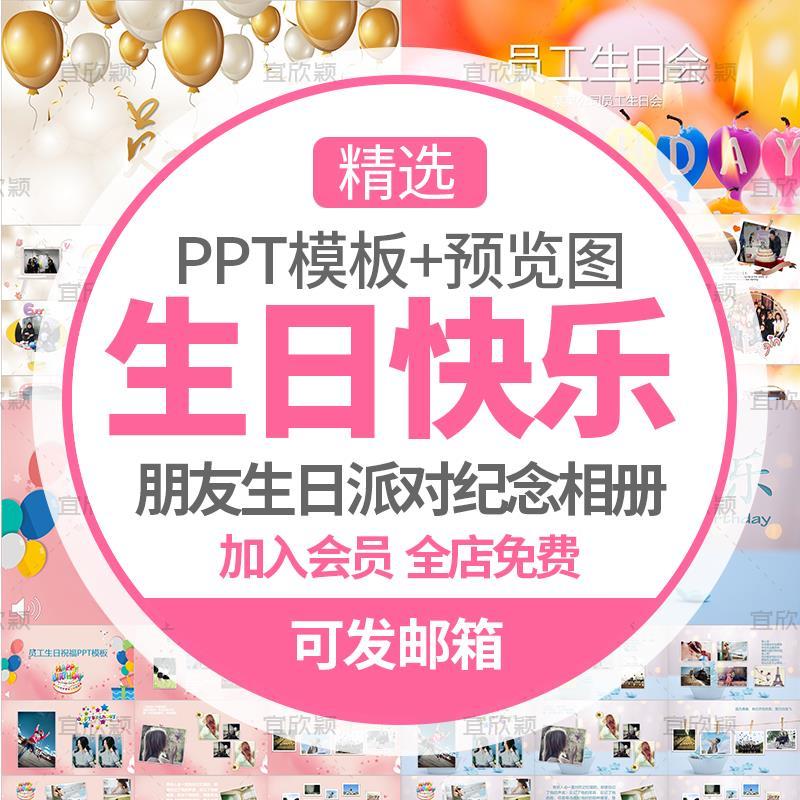 公司员工生日快乐ppt模板职场同事朋友生日派对聚会纪念电子相册