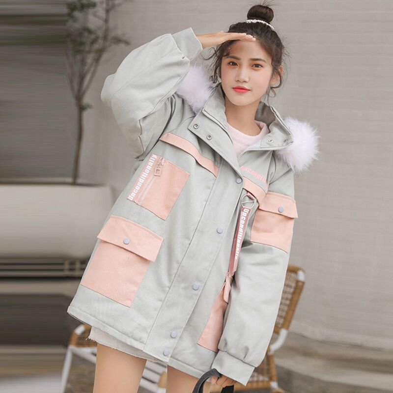 漫翠莎棉服女短款2021新款冬季女装韩版学生宽松外套女冬装派克服