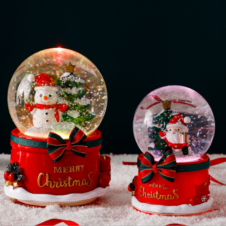 crystal snow globe snowman glass ball music box christmas