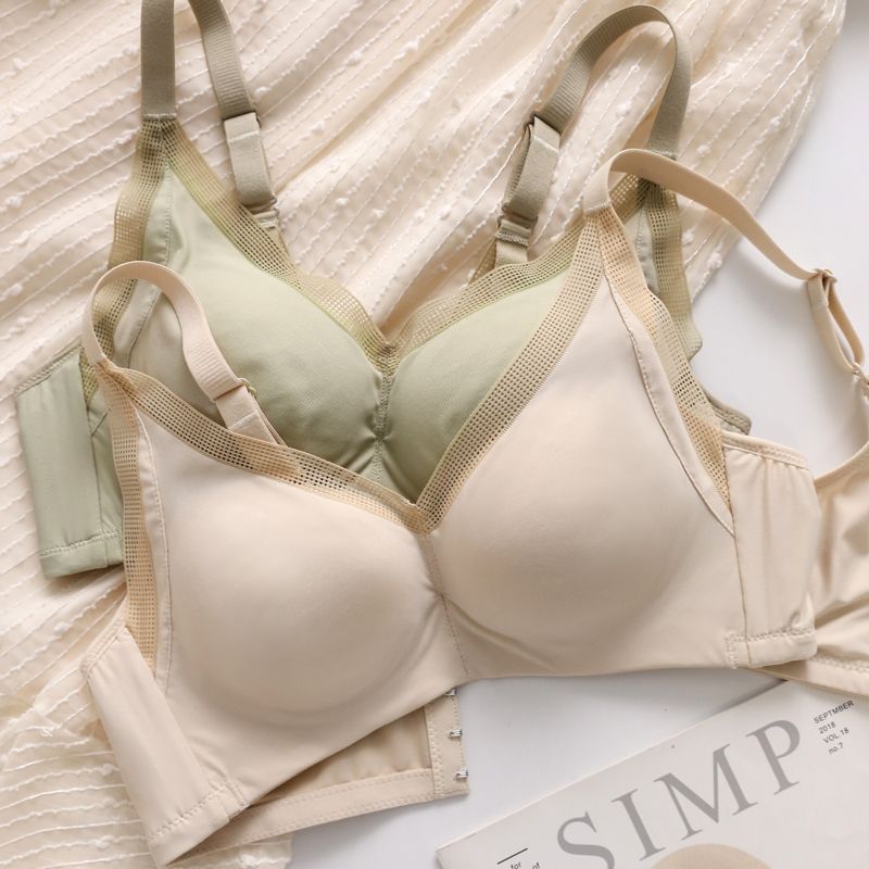 日本100%桑蠶絲里料真絲光面無鋼圈聚攏收副乳文胸內衣女無痕套裝