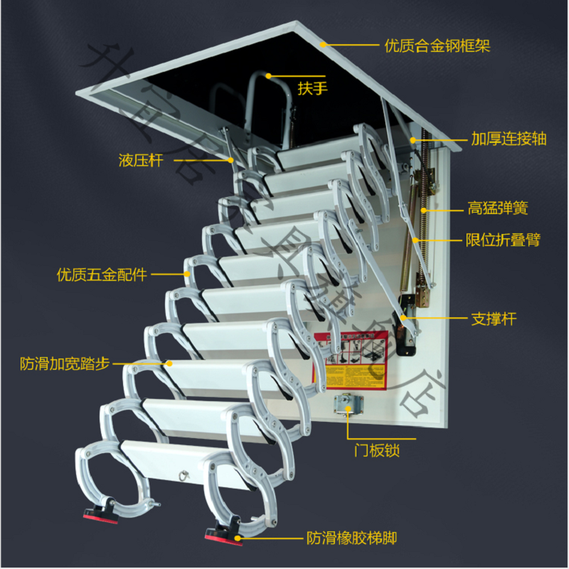 全自动阁楼伸缩楼梯电动隐形室内家用别墅折叠楼梯电动升降楼梯