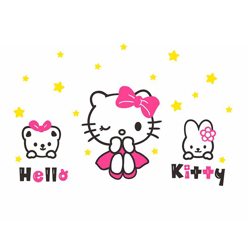 hellokitty猫3d立体墙贴画女孩房间贴纸儿童房卧室床头墙壁装饰品