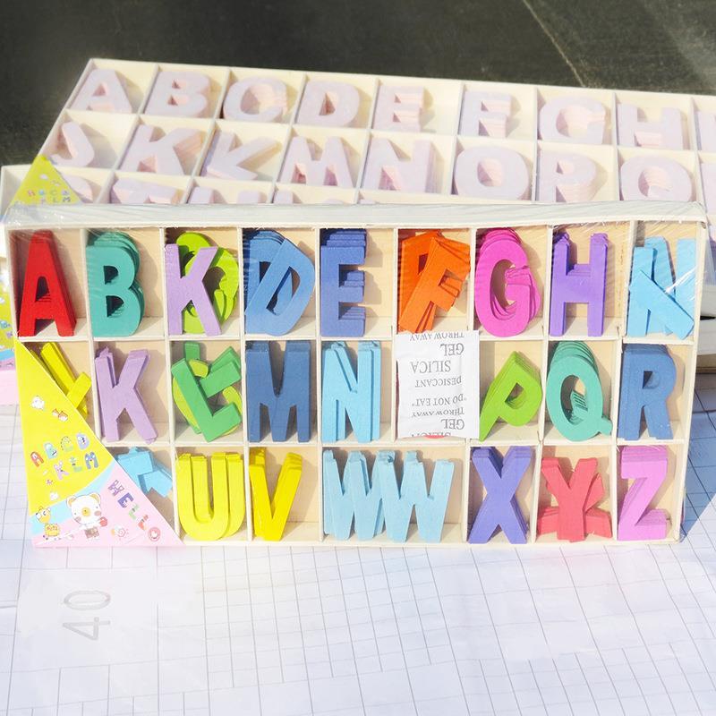 早教玩具积木宝宝益智字母手工木制的英文彩色制作定制木质拼图