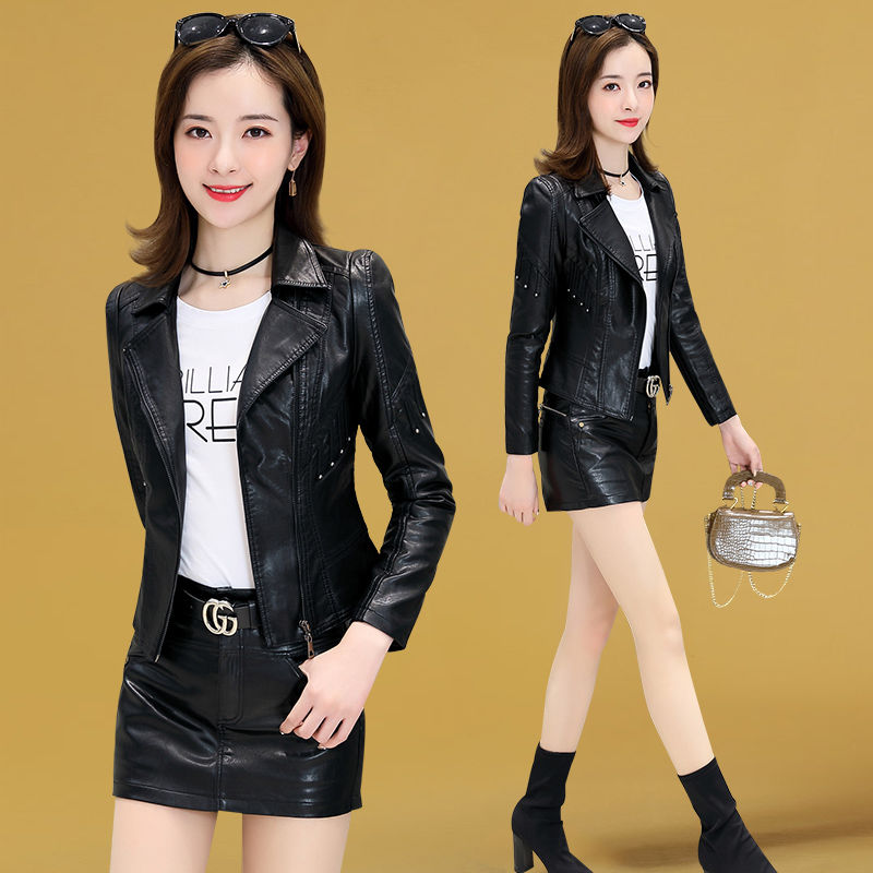 小皮衣女短款2021年新款女装春秋黑色女士秋冬机车皮夹克外套