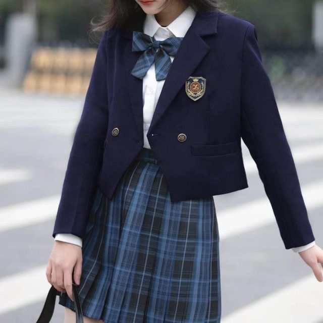 jk短款小西装外套女生小个子黑色小西服春秋季新款上衣学生学院风【2