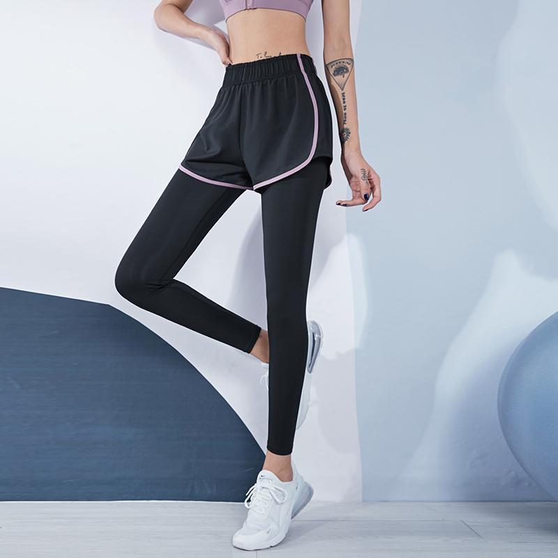 范斯蒂克运动裤子女跑步假两件提臀裤紧身弹力显瘦透气健身瑜伽裤