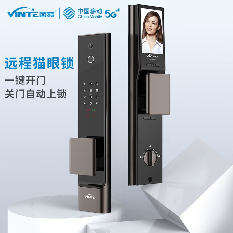 因特指纹锁猫眼家用防盗门密码锁电子门锁全自动智能锁v1