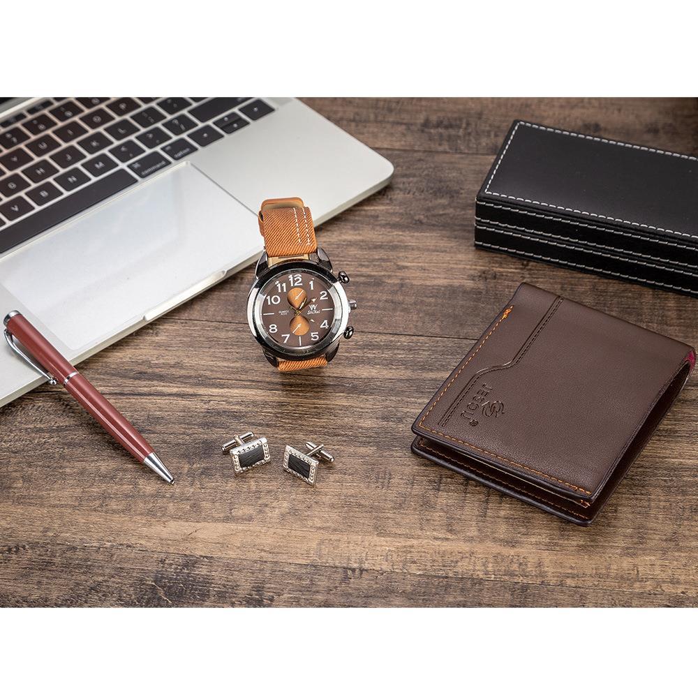 quartz wrist watch leather wallet gift set for boyfriend men