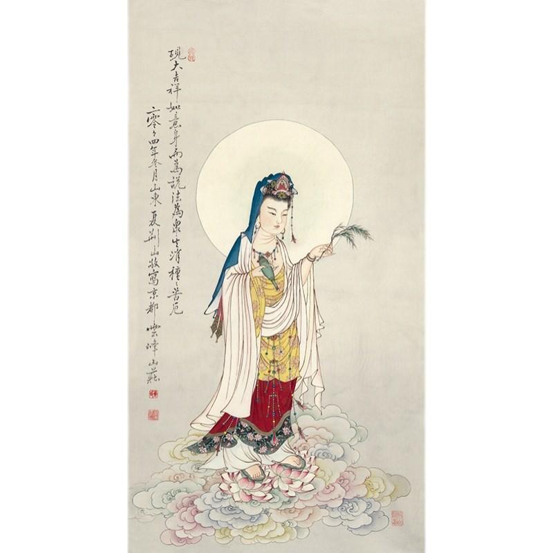 古代名画复制夏荆山观音103佛画禅画佛像唐卡菩萨国画微喷装饰画