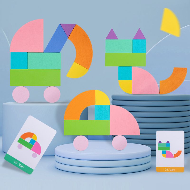 蒙氏早教儿童几何图形拼图宝宝认知形状配对拼板手抓板积木玩具