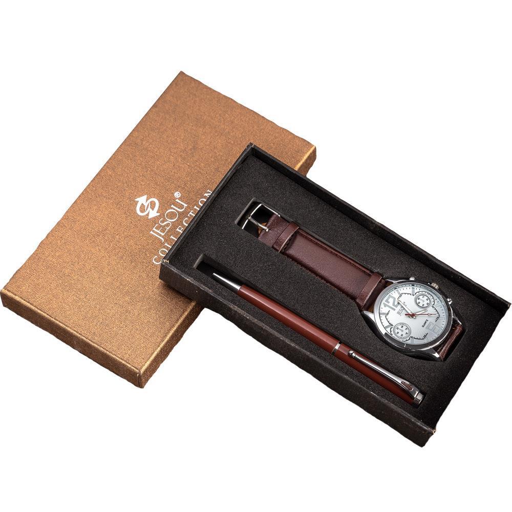 quartz wrist watch leather wallet gift set for boyfriend men