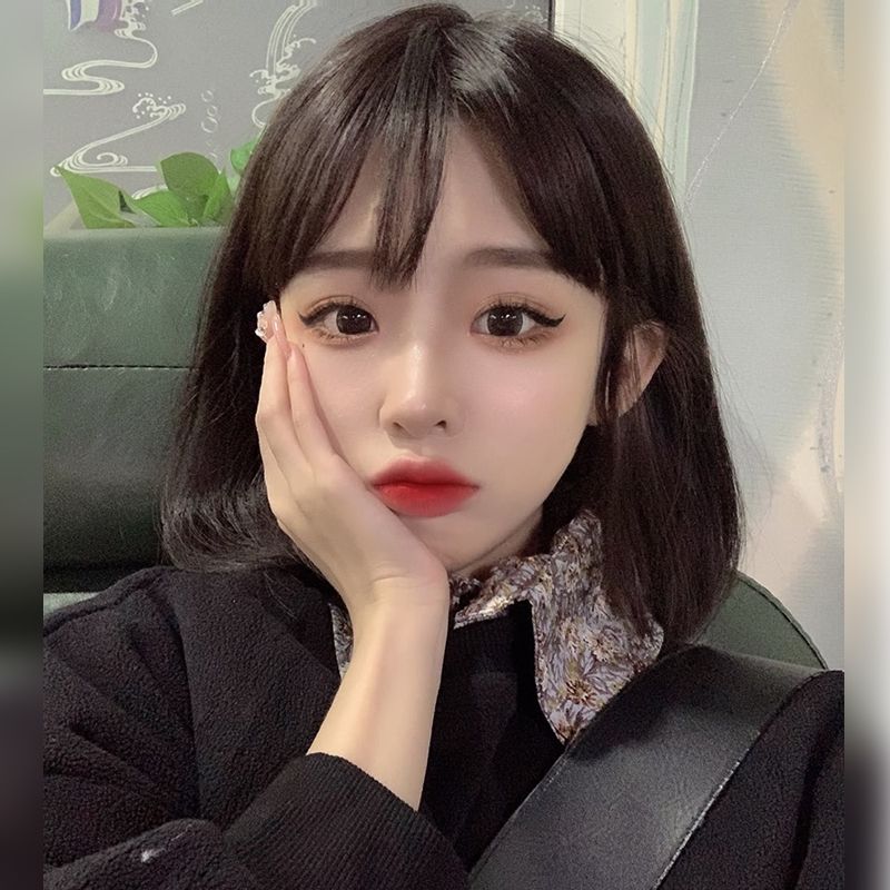 假发女中短发自然全头套式网红漫画刘海波波头锁骨修脸假发套