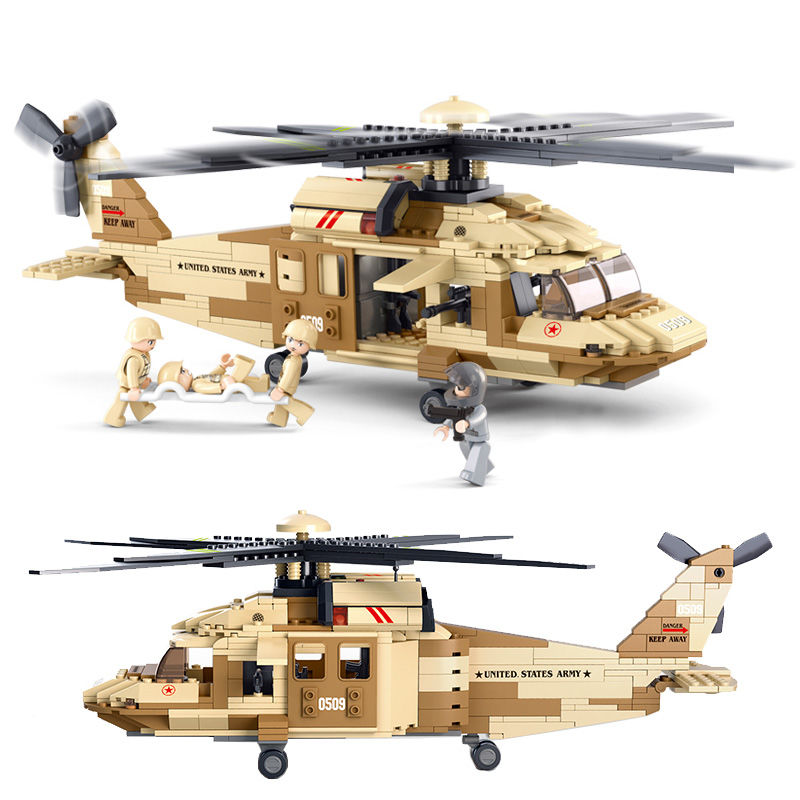 黑鹰武装直升机拼装模型兼容乐高重型运输飞机武直10军事拼插积木