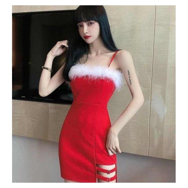 甜美系主播服装上镜可爱圣诞夜店装性感吊带连衣裙网红抖音衣服女