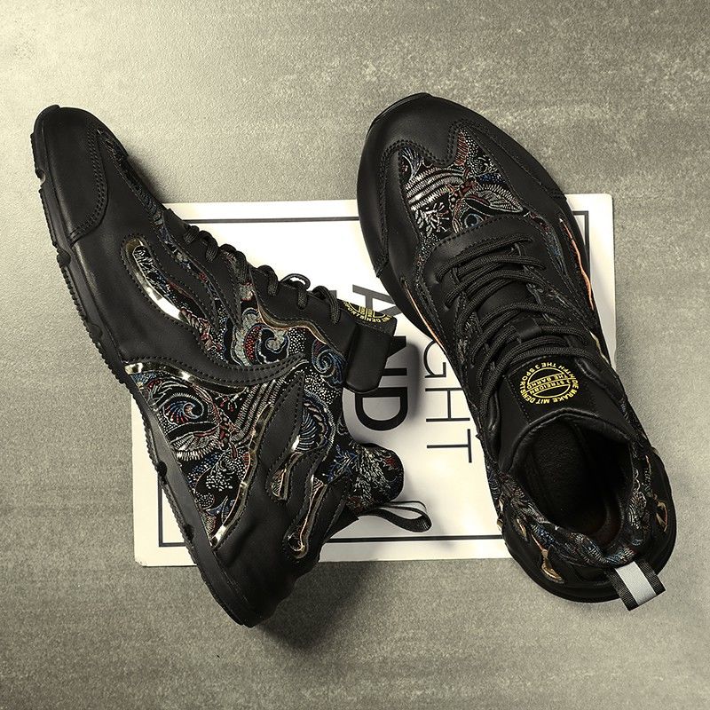 Neue Frühlings- und Herbsttasche Sole Dad Herren INS. Mode Sport Casual Leder Schwarz Schuhe Chaopai Atmungsaktiv_voghion.com