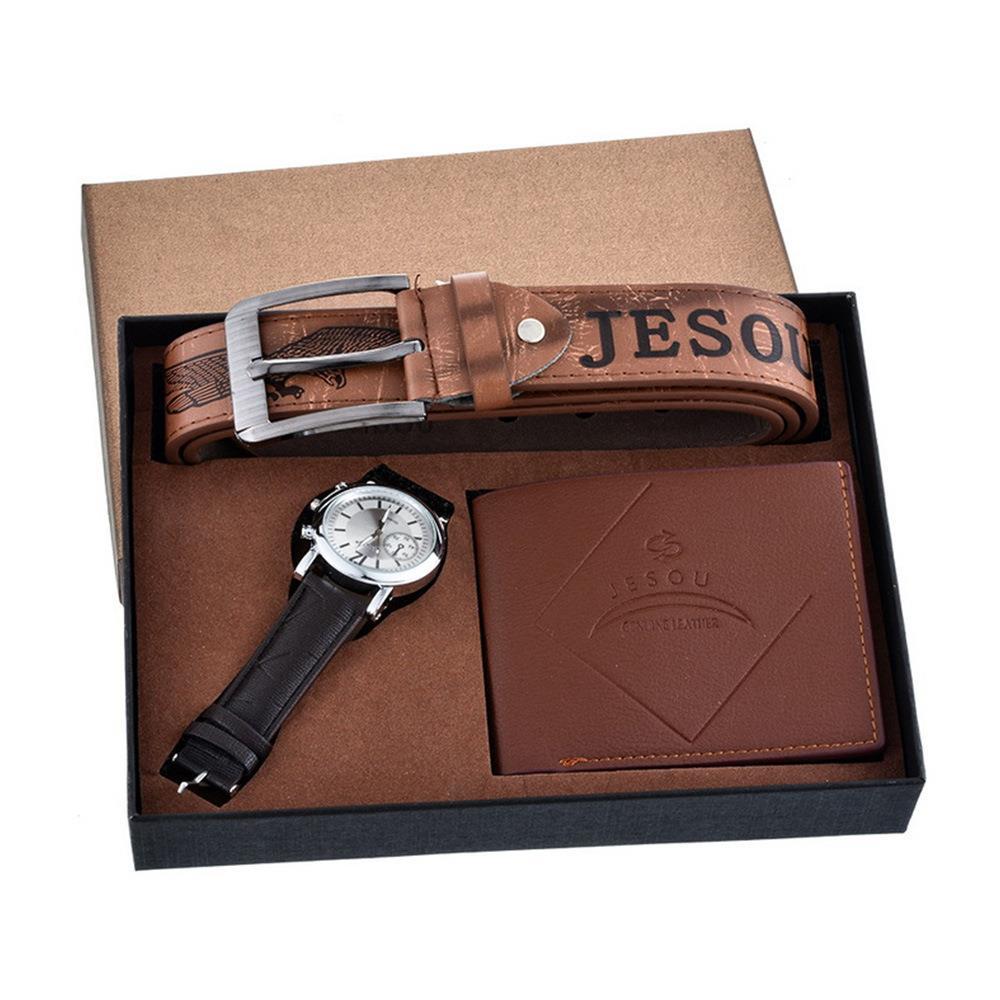 quartz wrist watch leather wallet gift set for boyfriend men