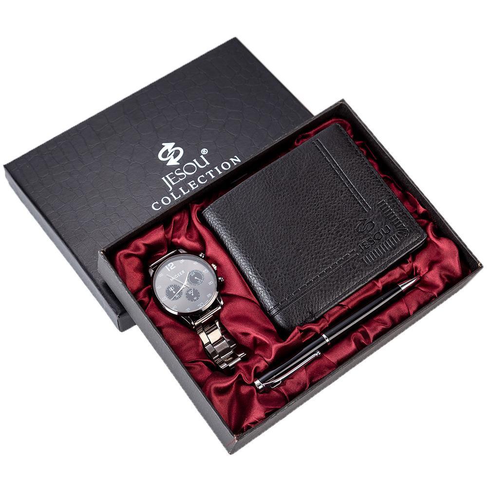 quartz wrist watch wallet men gift set for dad boy friend