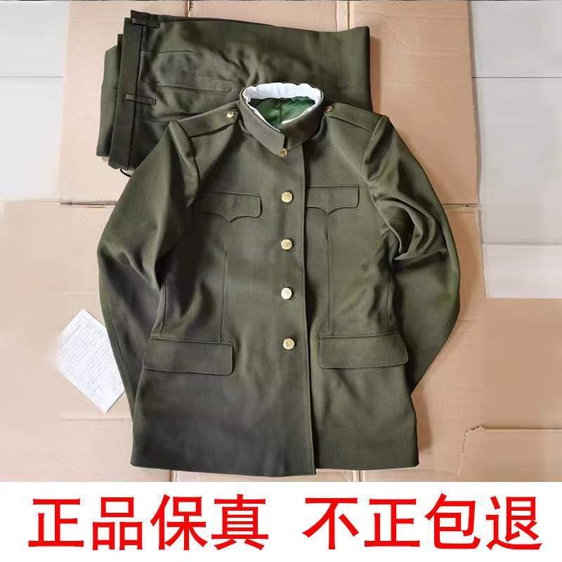老货库存正品马裤呢冬常服全毛中山装套装收藏老兵军绿老式军装