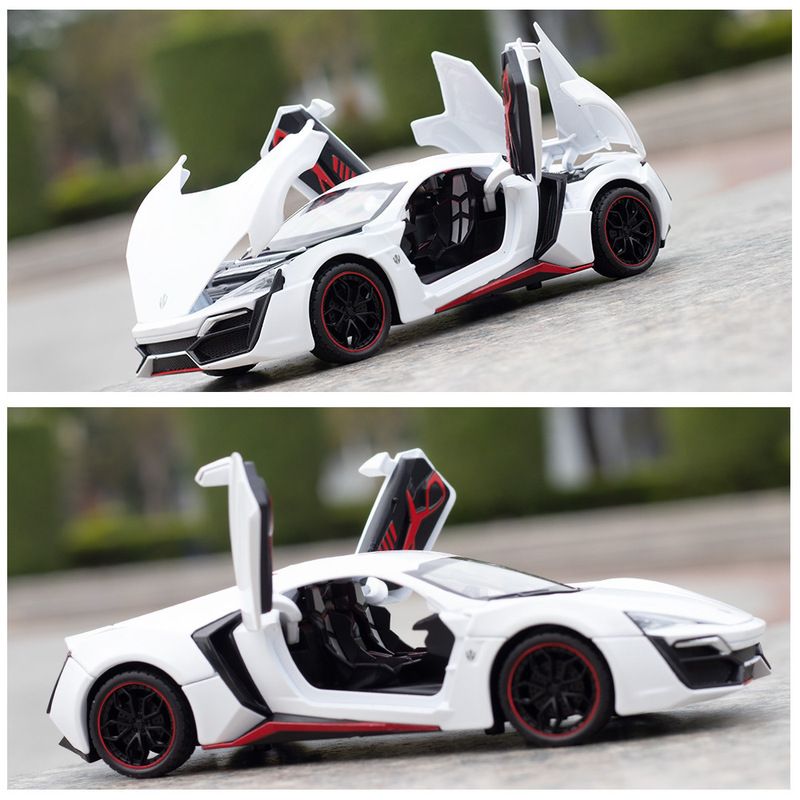 车致1:24【莱肯跑车】声光回力合金汽车模型摆件玩具跑车模型