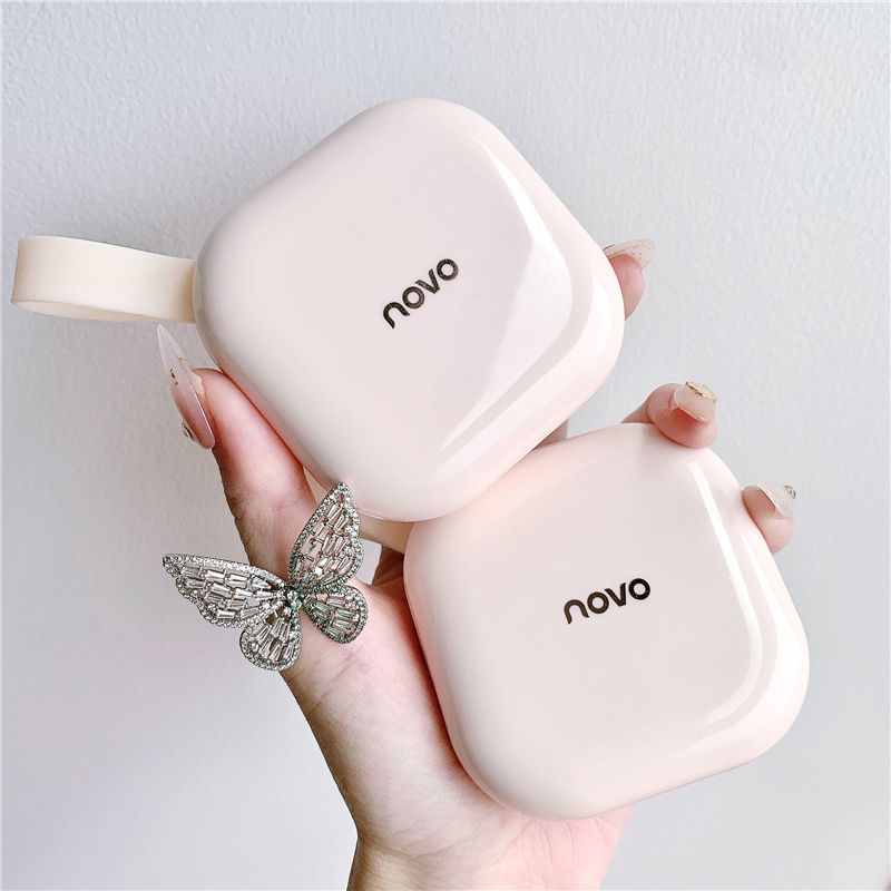 NOVO蜜粉餅定妝粉控油不脫妝防水遮瑕不卡粉乾濕兩用學生修容粉餅