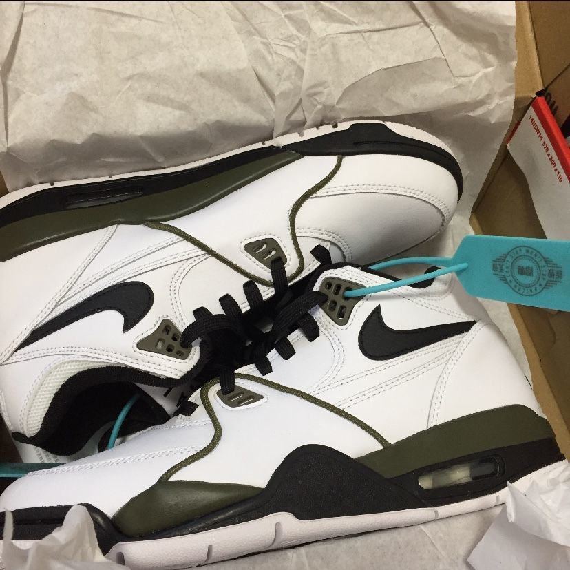 秋冬季flight89 air aj4白绿橄榄气垫篮球鞋白镭射夜光男女篮球鞋