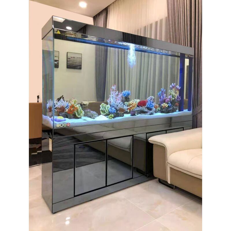 客厅大型鱼缸加宽底滤超白高端水族箱客厅屏风隔断墙金银龙鱼缸