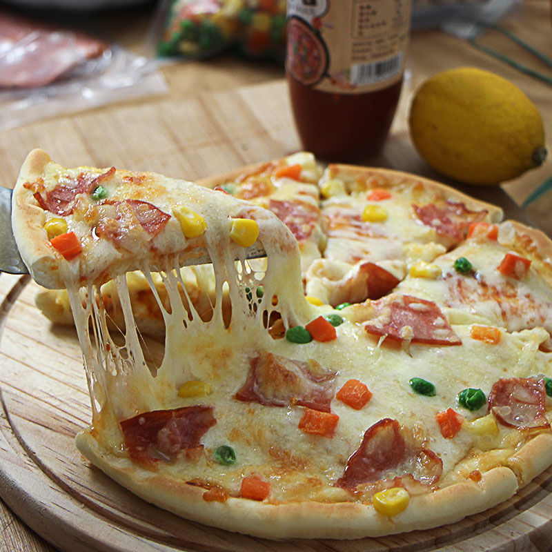 馋匠手工榴莲即食懒人披萨拉丝比萨培根香肠pizza牛肉粒披萨成品
