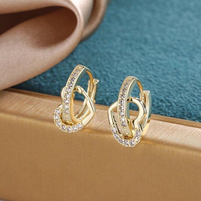 earrings delicate and slightly inlaid with diamond love temp