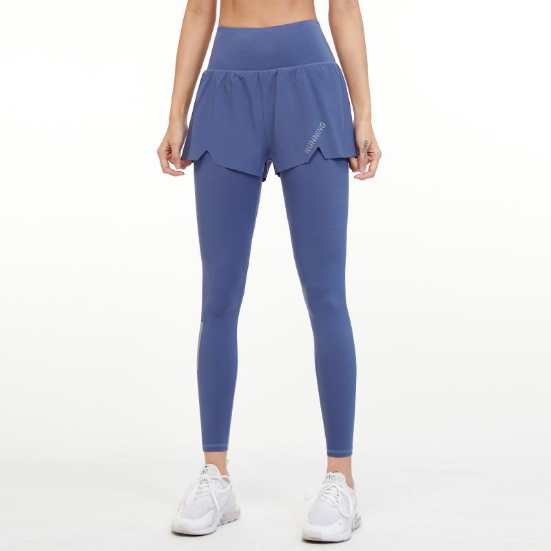 范斯蒂克 运动裤女高腰速干加厚瑜伽裤弹力紧身假两件健身跑步裤
