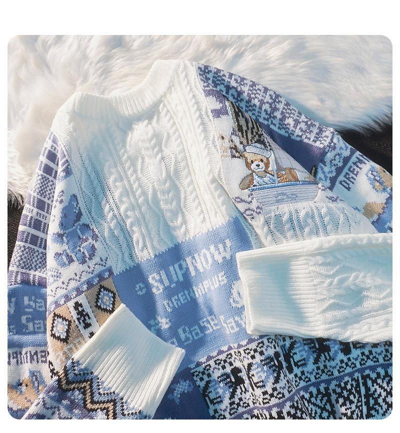 Maglione invernale con orsetto natalizio americano per uomini e amanti delle donne Capispalla allentato Pullover ricamato Piccola folla_voghion.com