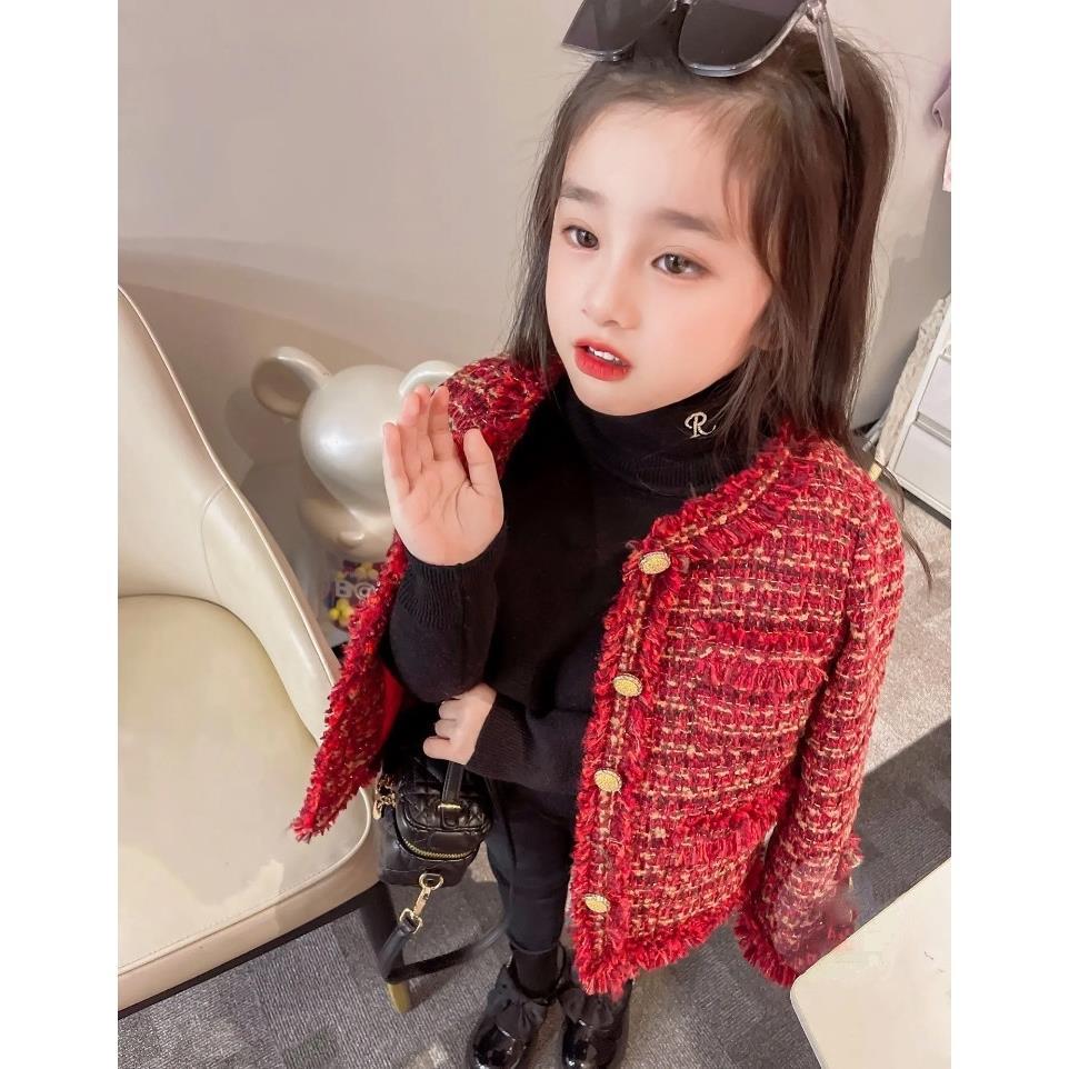 Children's baby foreign style all-match short jacket  winter girls' little girls plus cotton thickened small fragrant wind top
