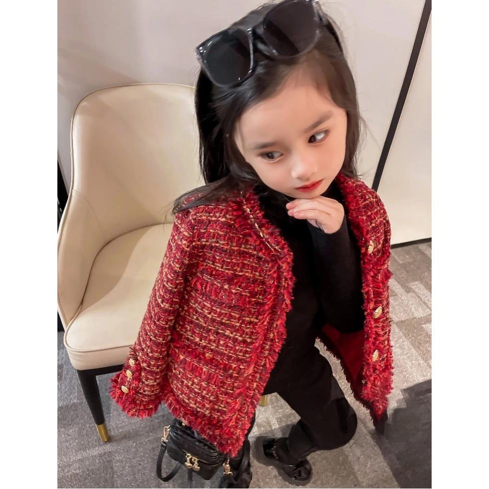 Children's baby foreign style all-match short jacket  winter girls' little girls plus cotton thickened small fragrant wind top